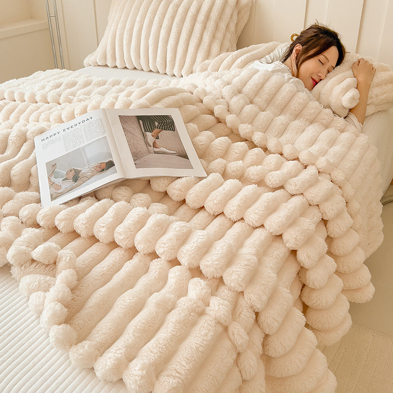 Lunvane Signature Oversized Blanket in Ivory Cream — folded plush blanket product image