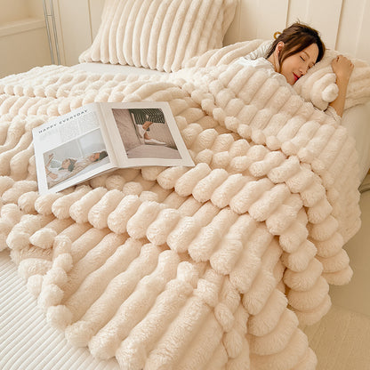 Lunvane Signature Oversized Blanket in Ivory Cream — folded plush blanket product image